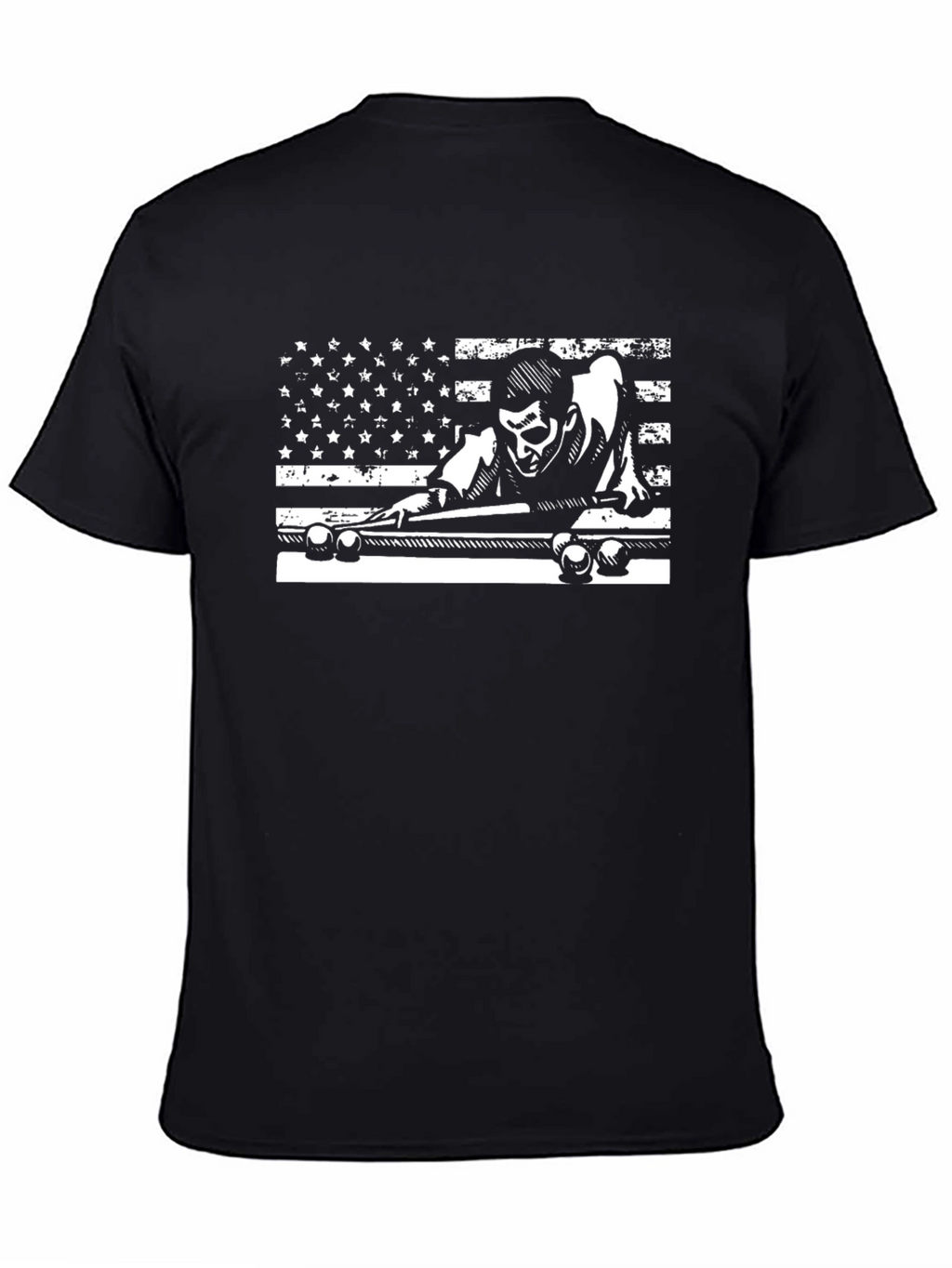 Billiards Flag Graphic Tee - Cool Black T-Shirt