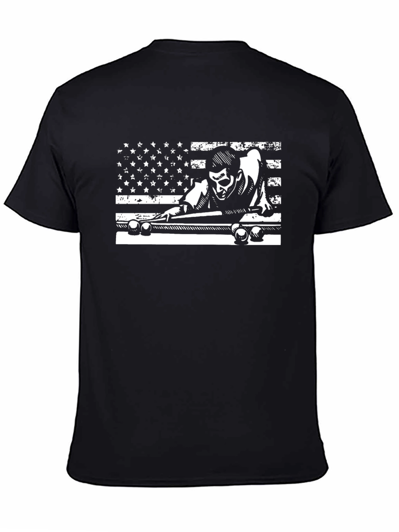Billiards Flag Graphic Tee - Cool Black T-Shirt