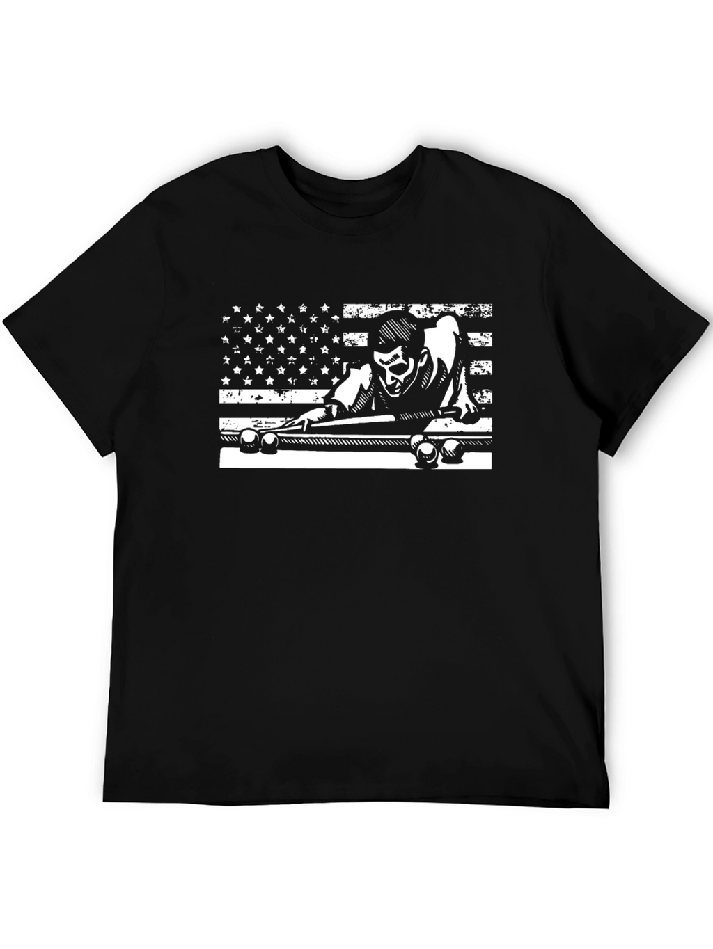 Billiards Flag Graphic Tee - Cool Black T-Shirt