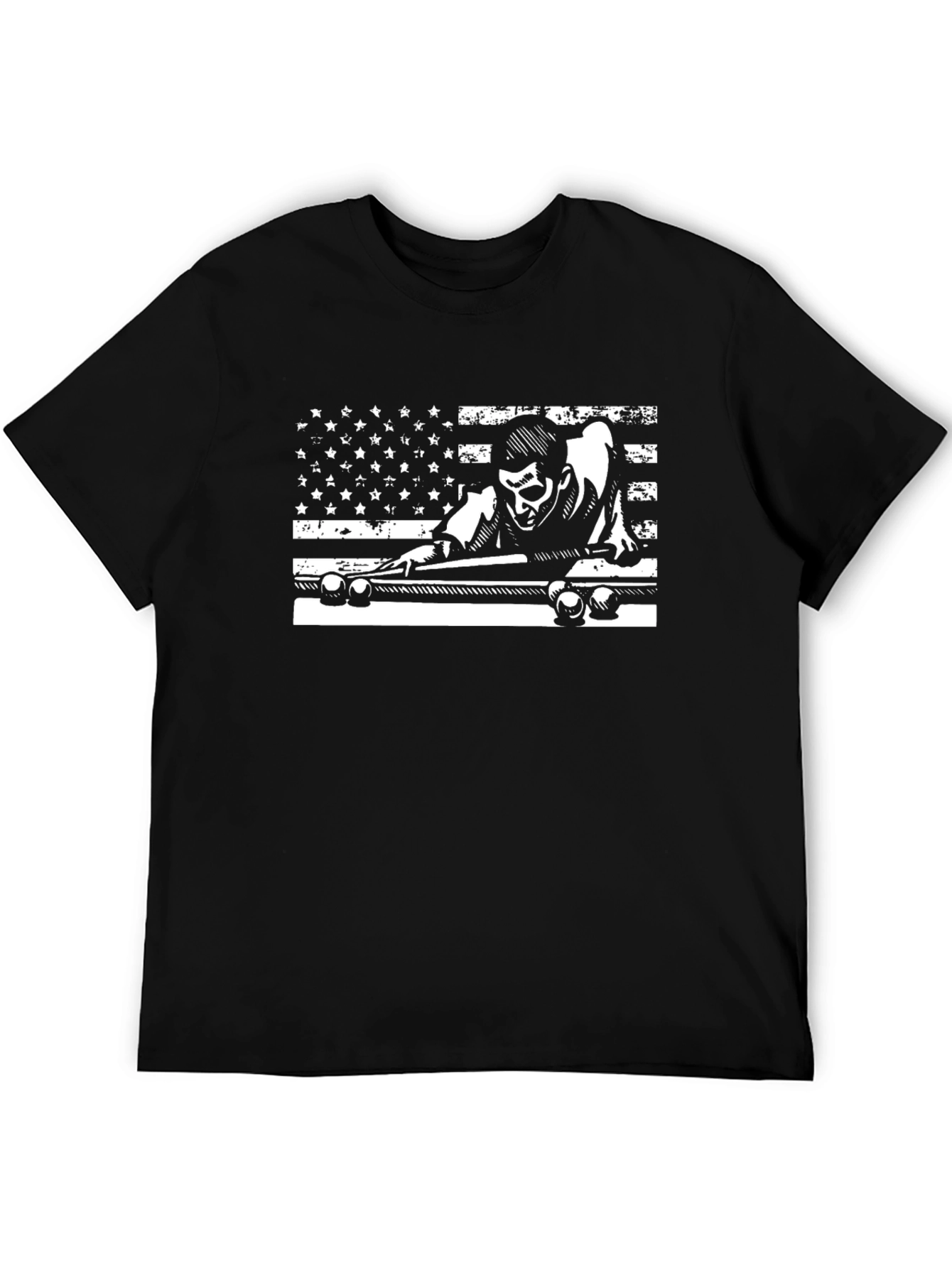 Billiards Flag Graphic Tee - Cool Black T-Shirt
