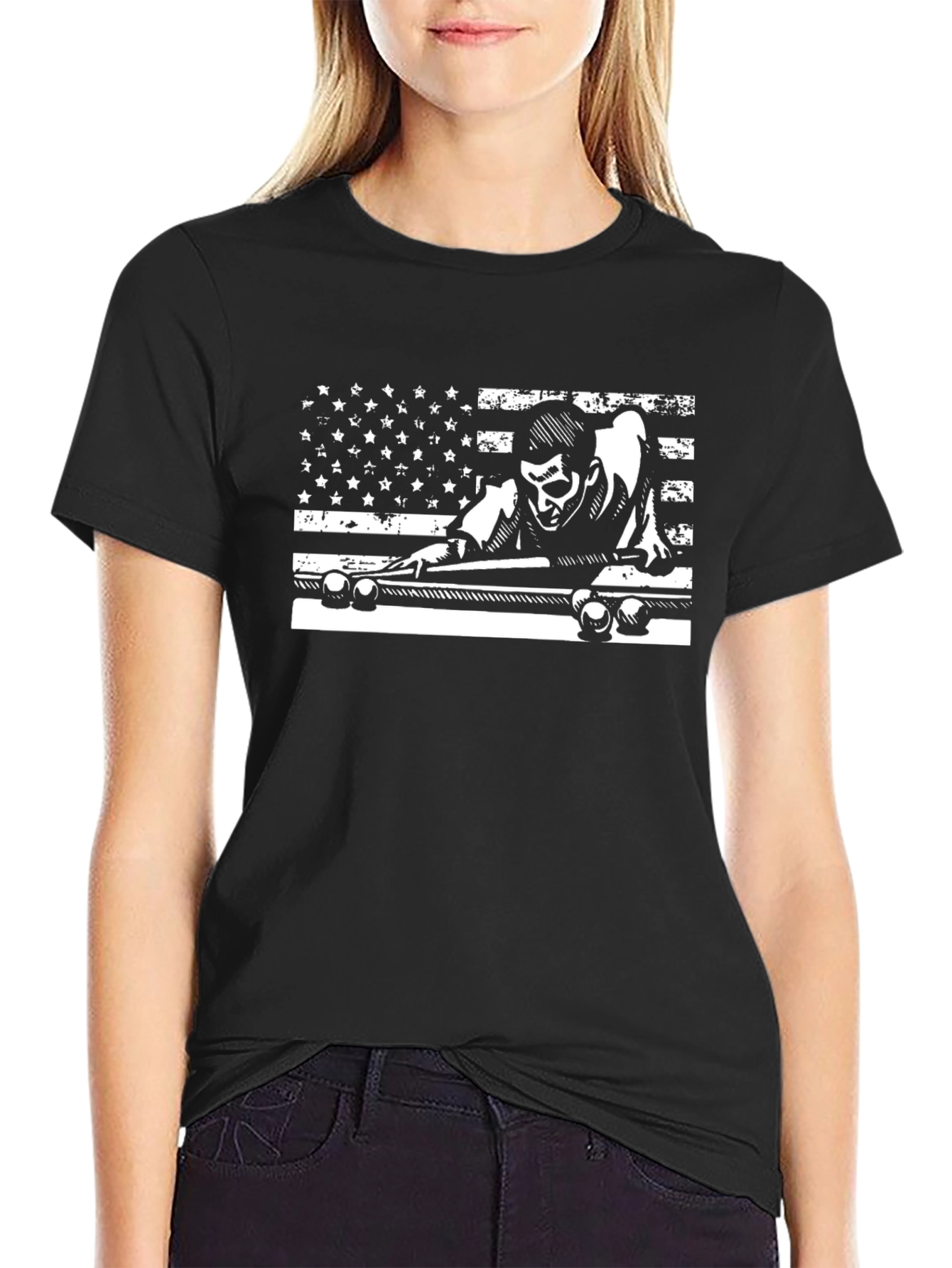Billiards Flag Graphic Tee - Cool Black T-Shirt