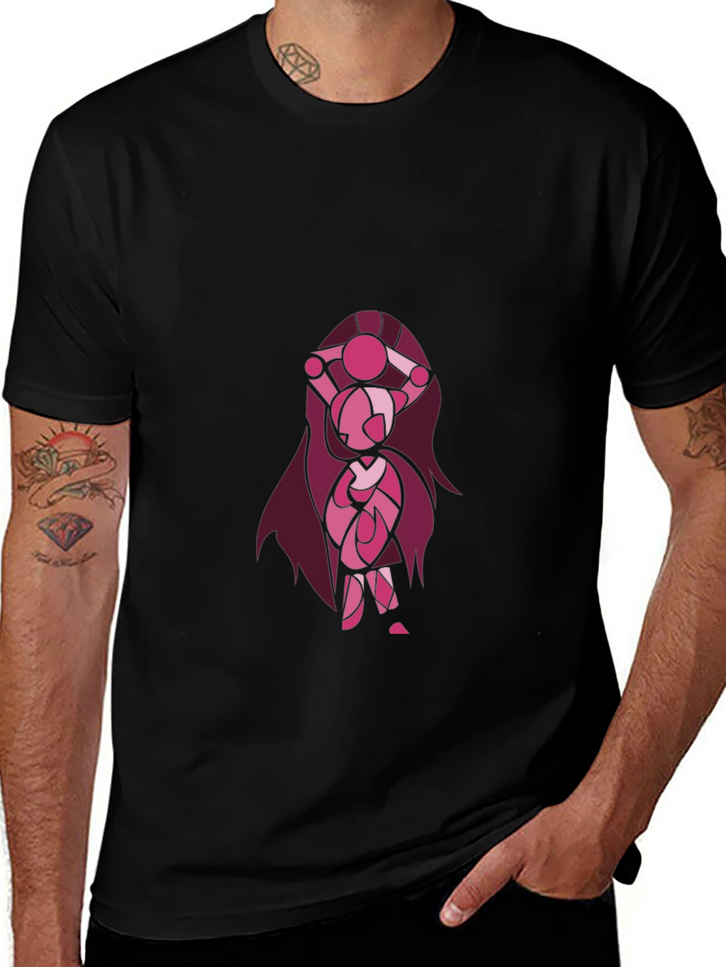 Cartoon Character Graphic Black T-Shirt