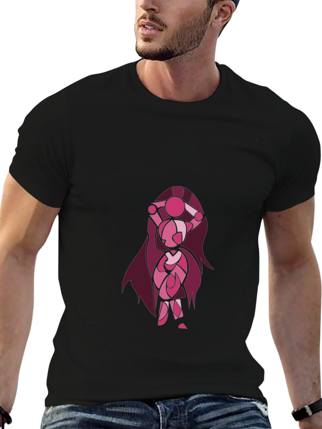 Cartoon Character Graphic Black T-Shirt
