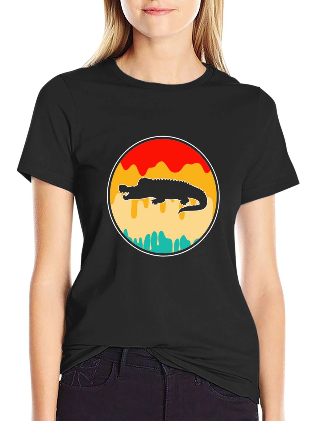 Retro Alligator Graphic Tee - Black