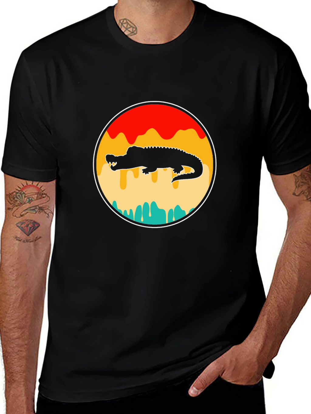 Retro Alligator Graphic Tee - Black