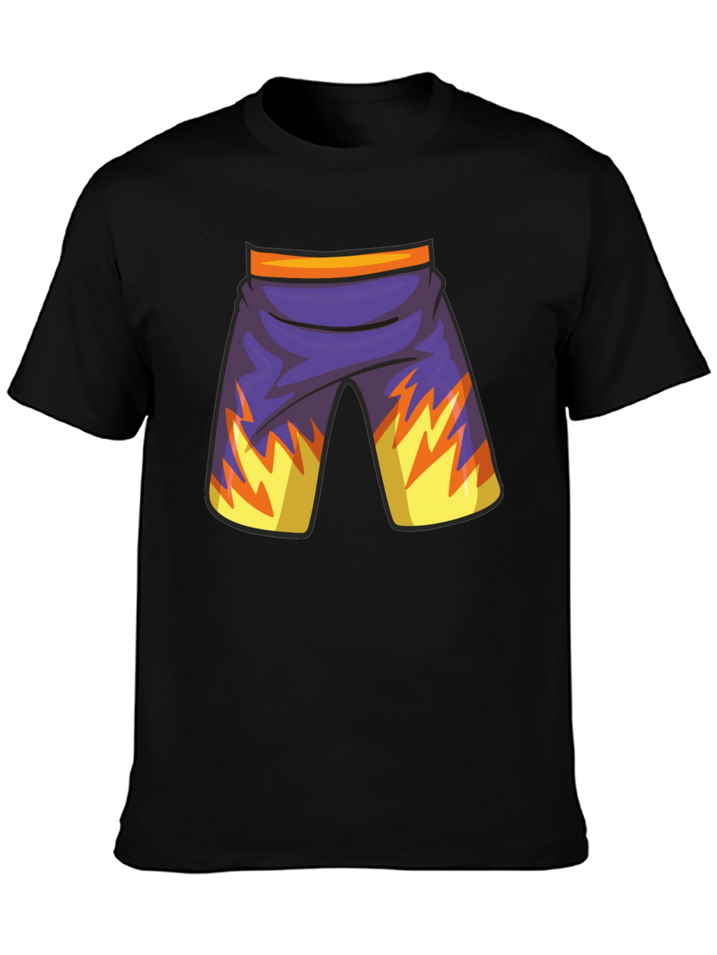 Cartoon Shorts Graphic Black Tee