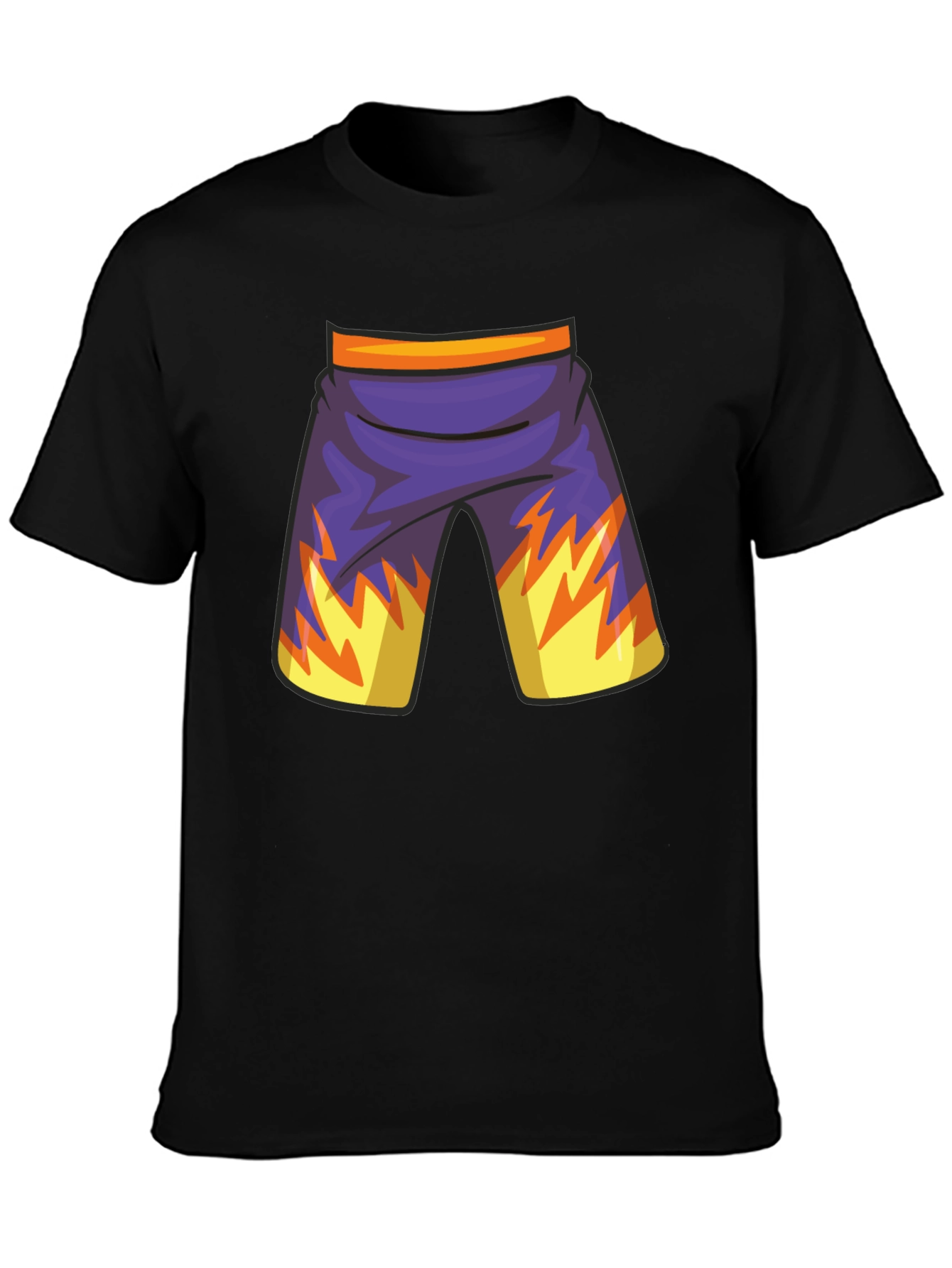 Cartoon Shorts Graphic Black Tee