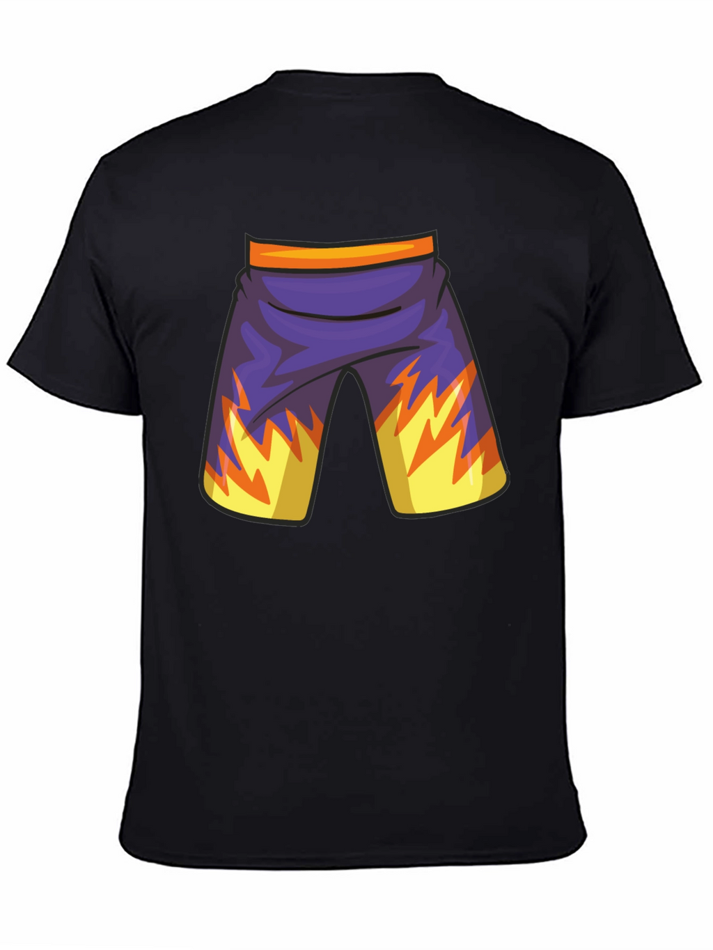Cartoon Shorts Graphic Black Tee