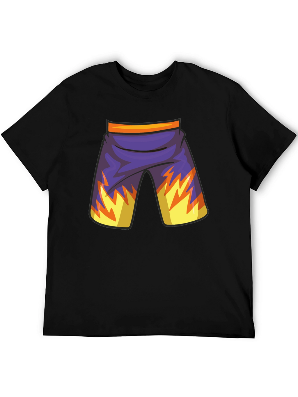 Cartoon Shorts Graphic Black Tee