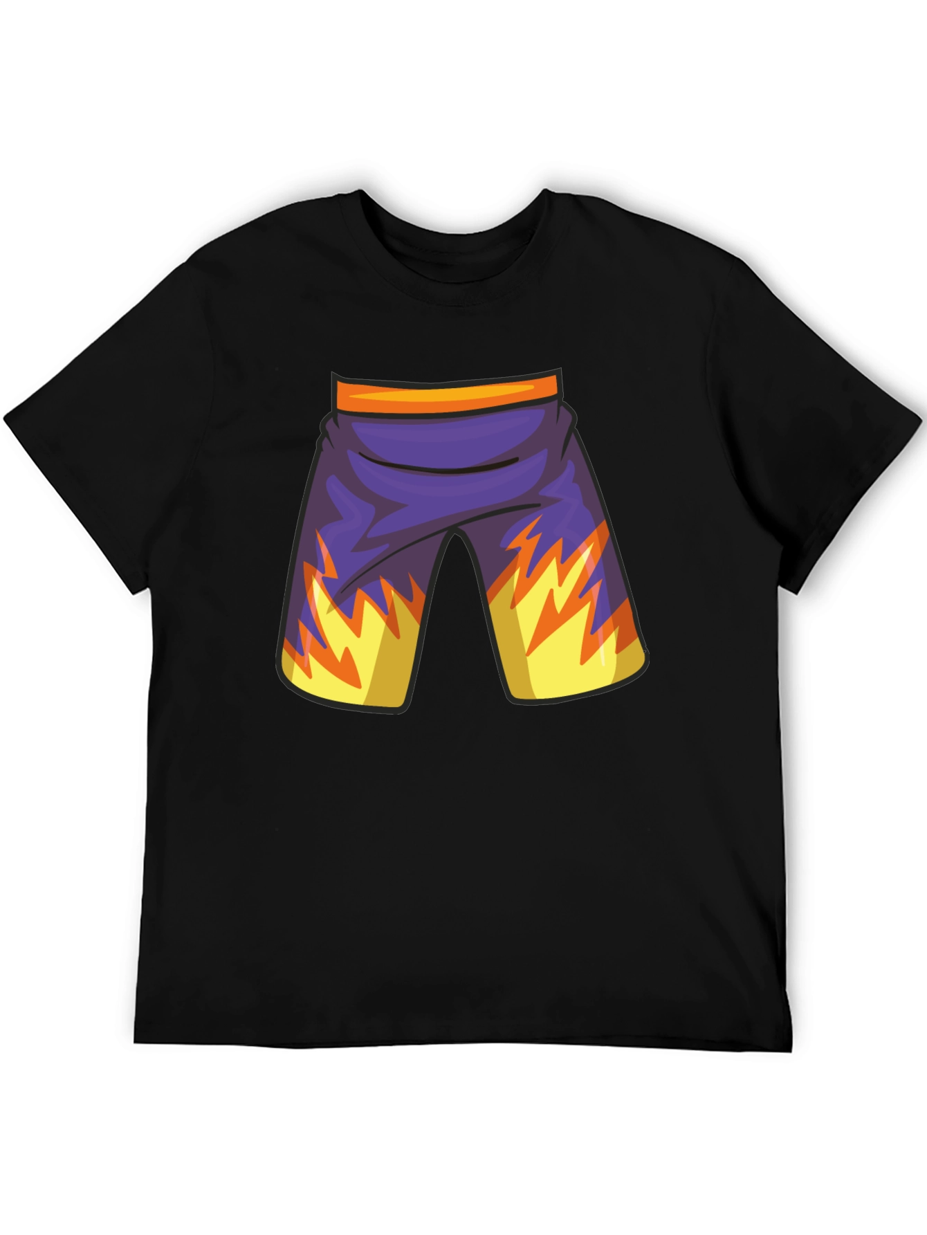 Cartoon Shorts Graphic Black Tee