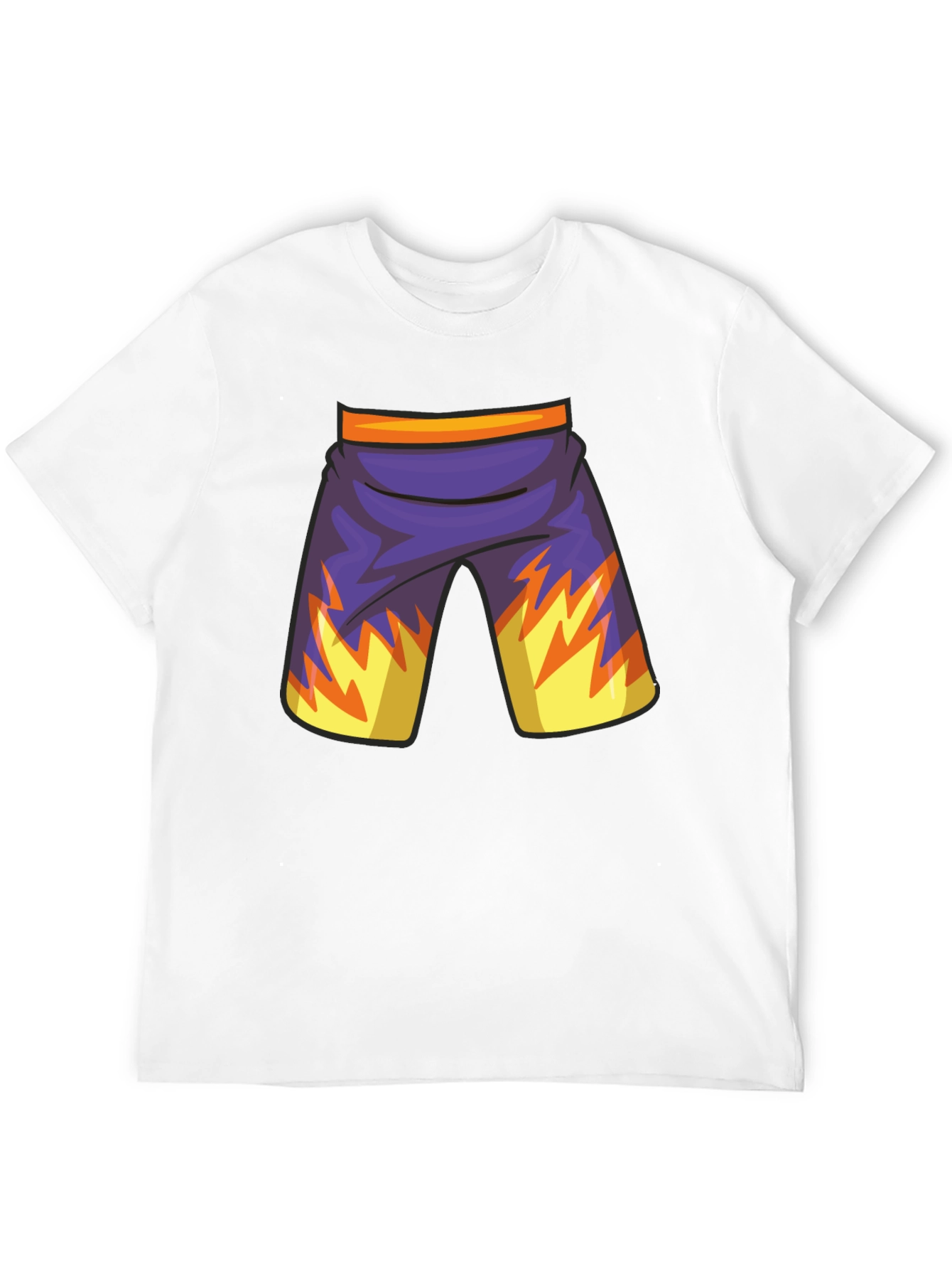 Cartoon Shorts Graphic Black Tee