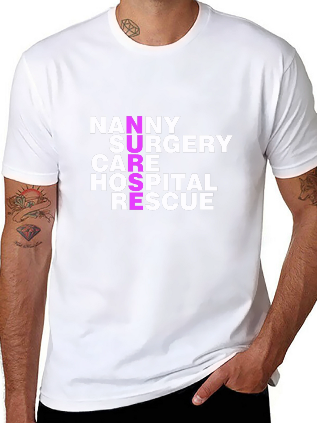 Nurse Acronym T-Shirt - Nanny Surgery Care Hospital Rescue