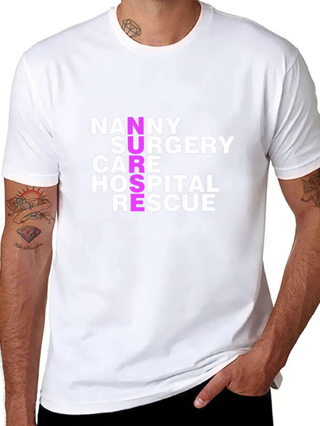 Nurse Acronym T-Shirt - Nanny Surgery Care Hospital Rescue
