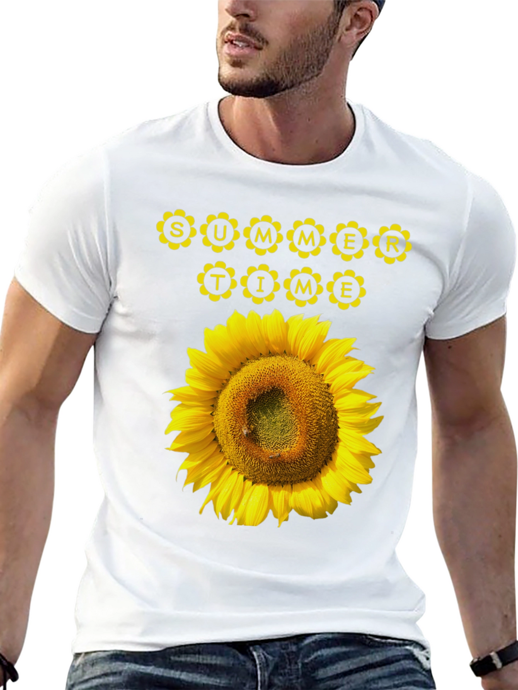 Summer Time Sunflower Graphic Tee - Black