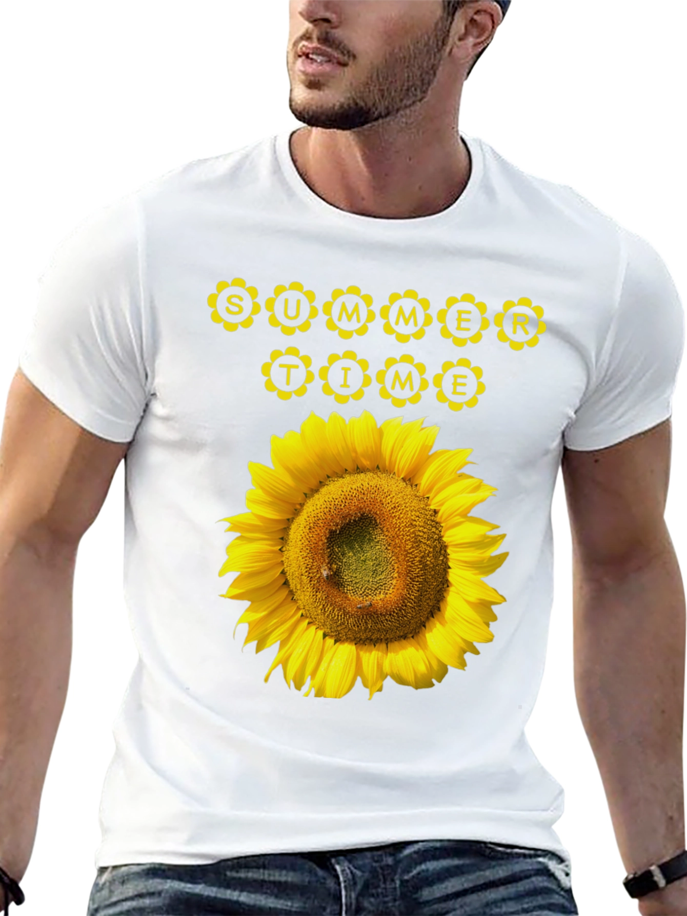 Summer Time Sunflower Graphic Tee - Black