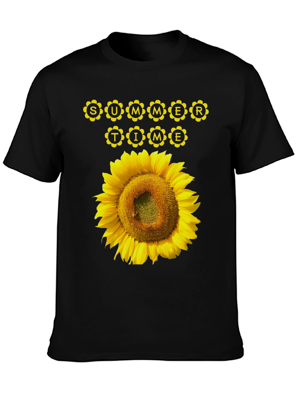 Summer Time Sunflower Graphic Tee - Black