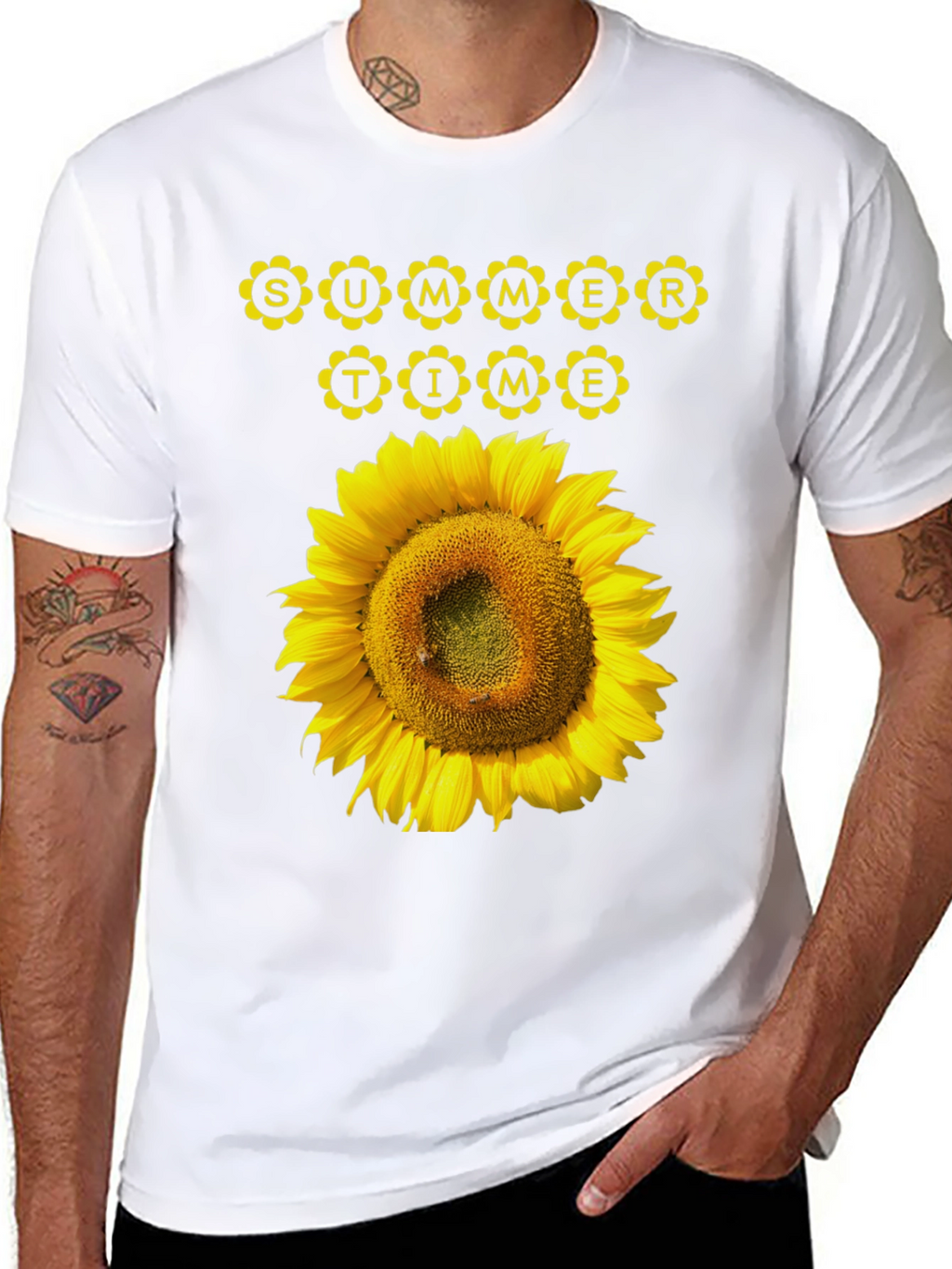 Summer Time Sunflower Graphic Tee - Black