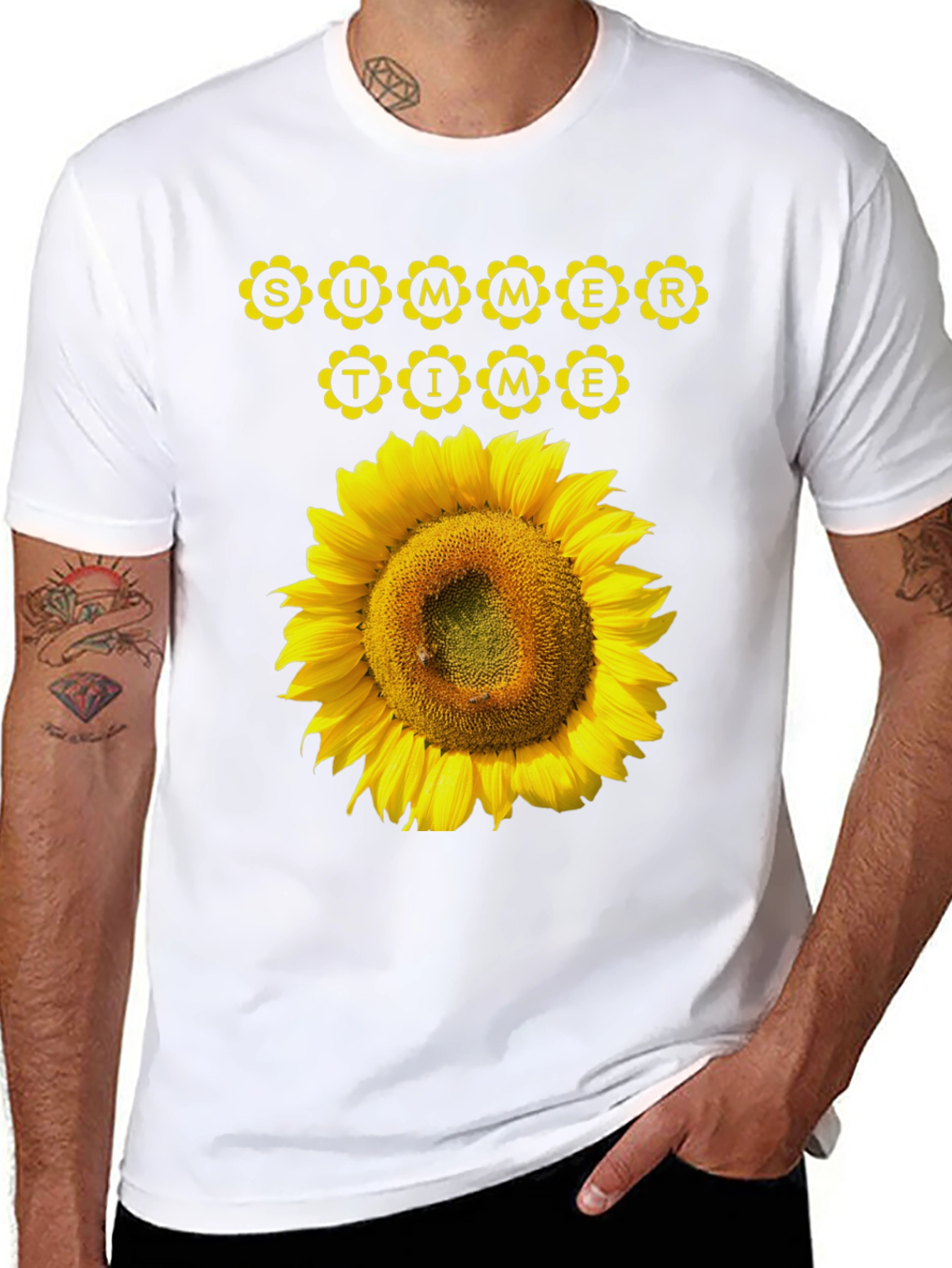 Summer Time Sunflower Graphic Tee - Black