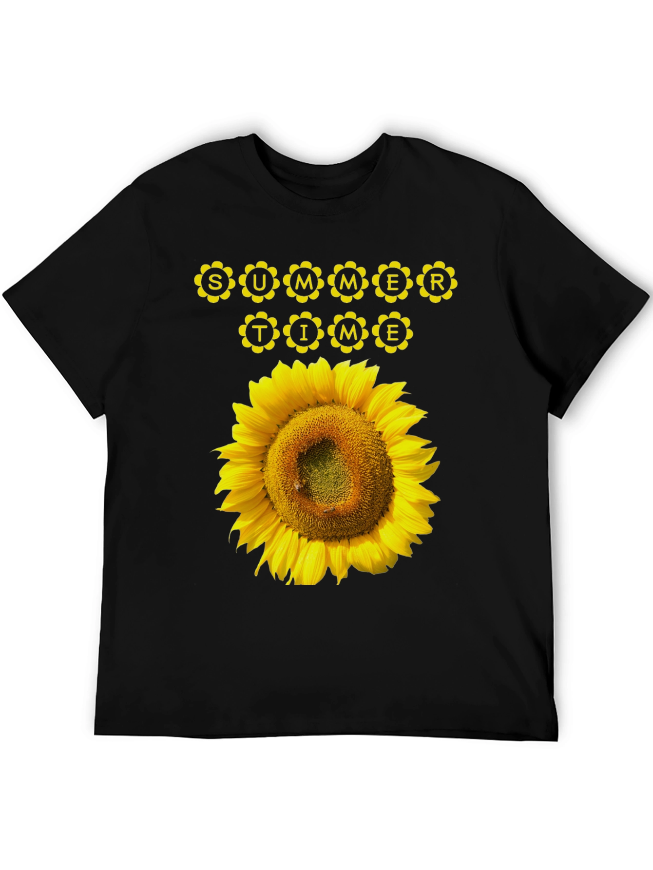 Summer Time Sunflower Graphic Tee - Black