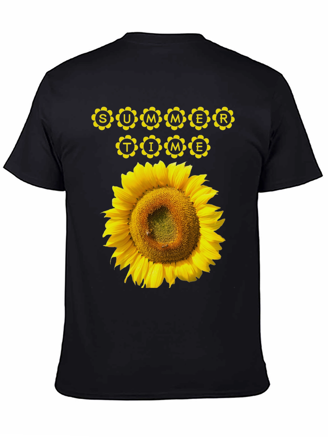 Summer Time Sunflower Graphic Tee - Black