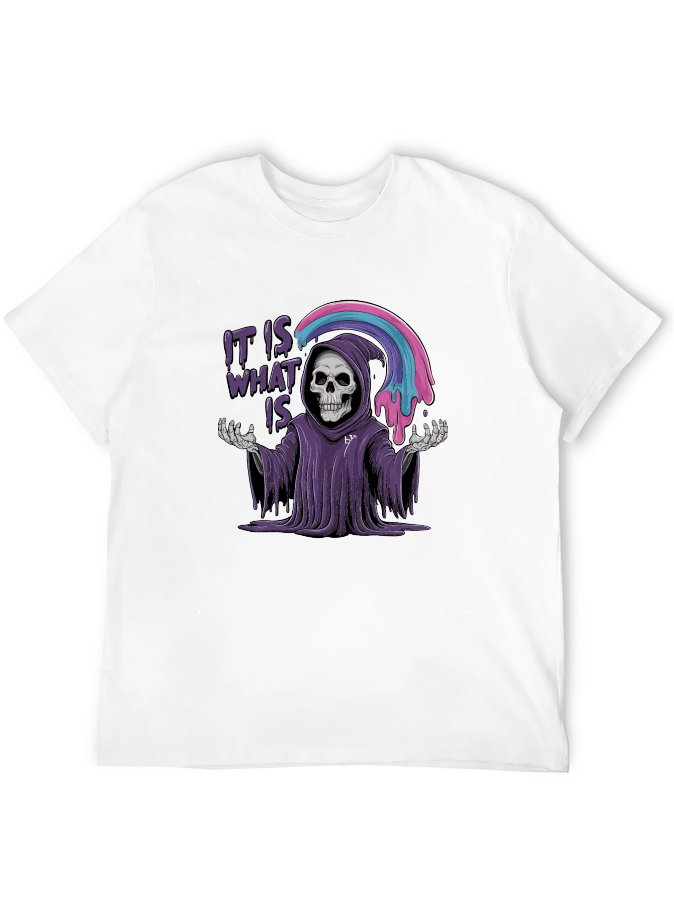 It Is What It Is Grim Reaper Rainbow Graphic T-Shirt