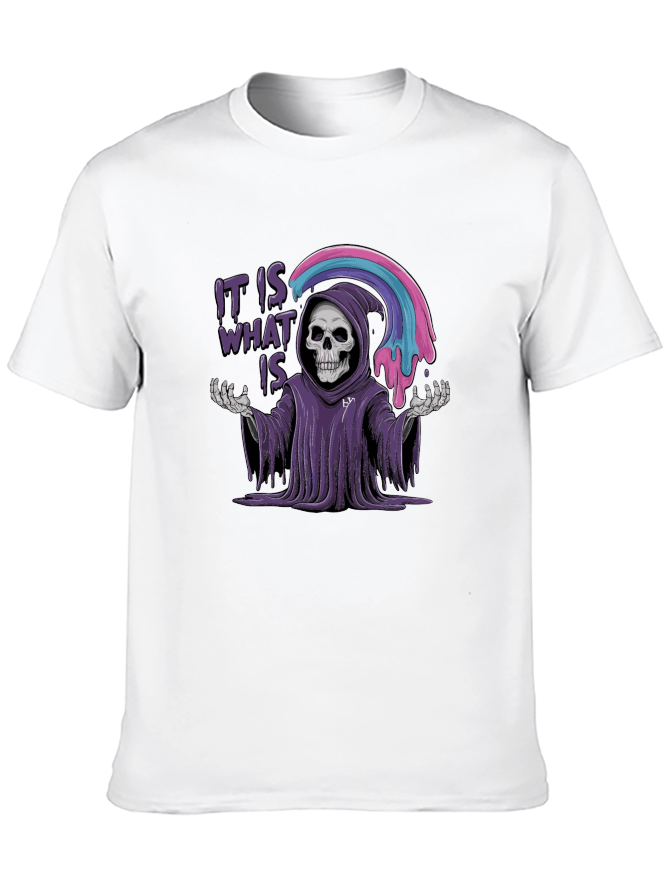 It Is What It Is Grim Reaper Rainbow Graphic T-Shirt