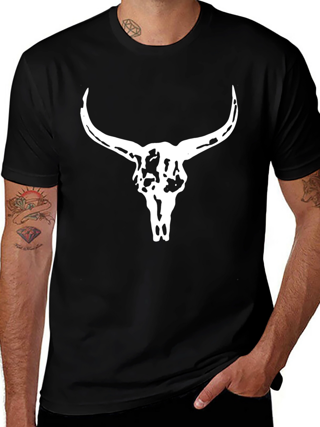 Skull Graphic Tee - Black Cotton T-Shirt