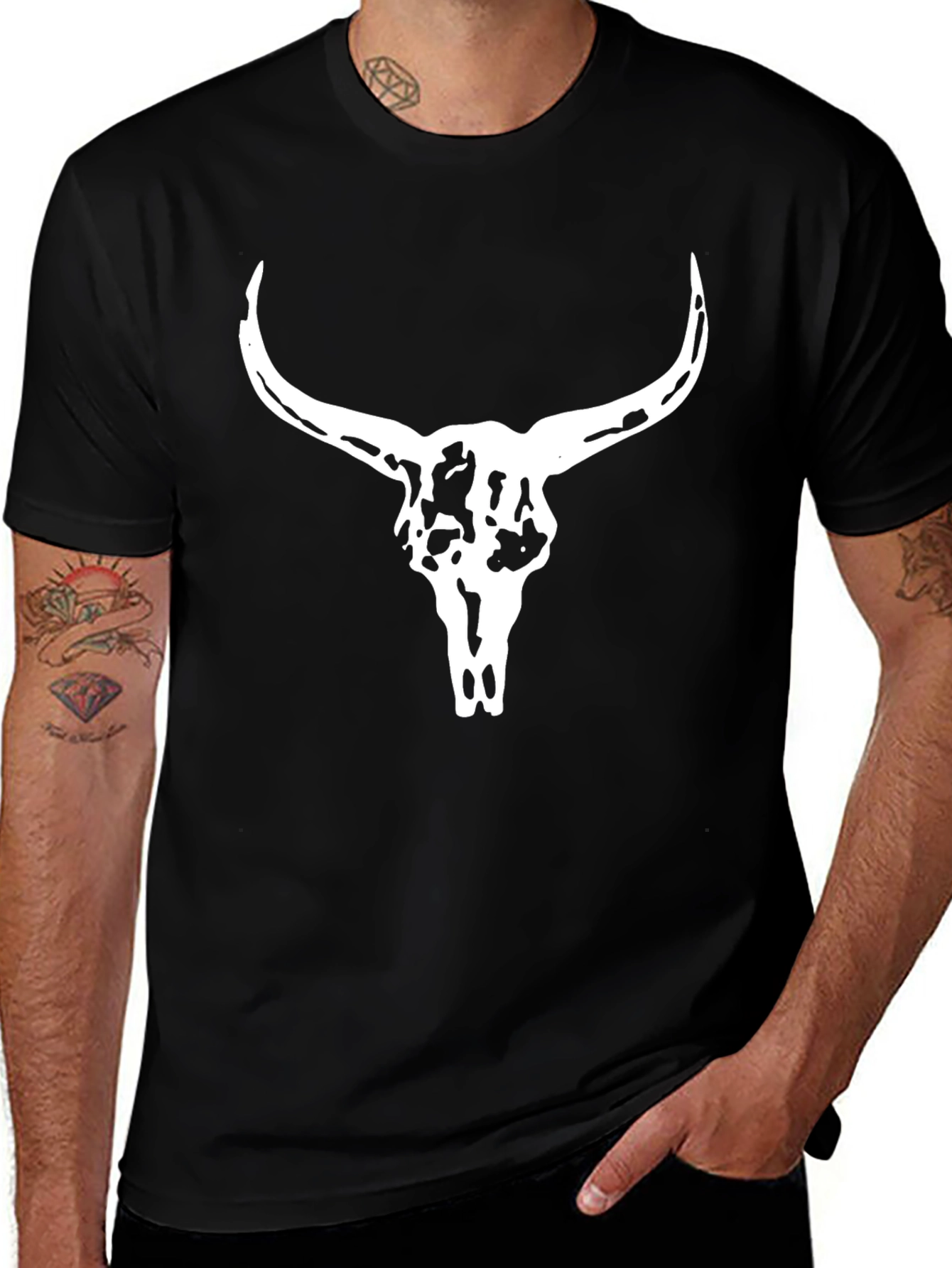 Skull Graphic Tee - Black Cotton T-Shirt