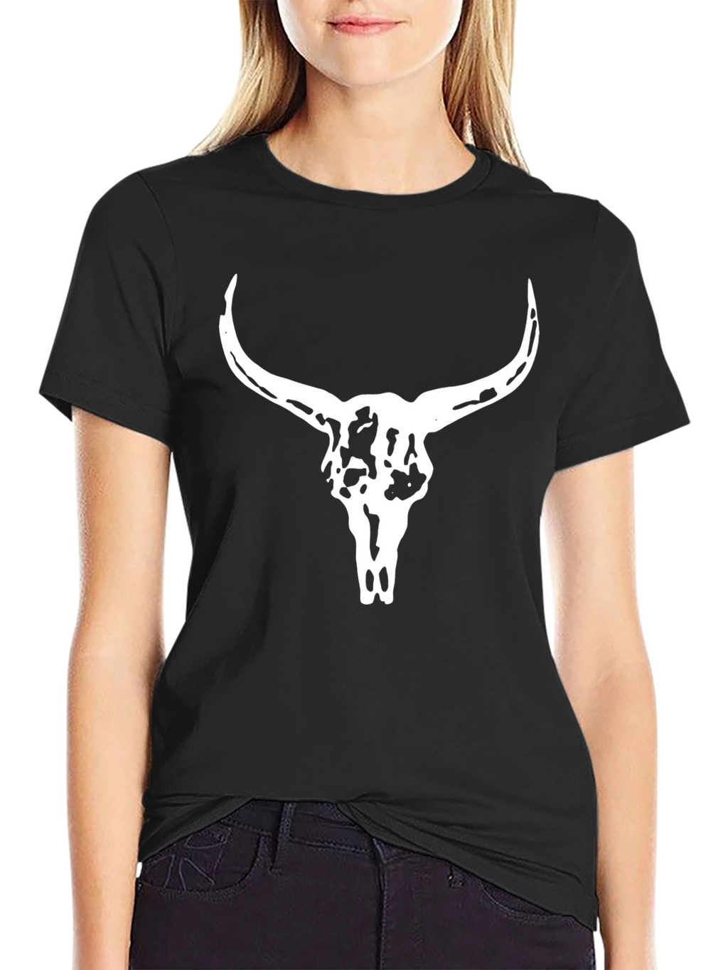 Skull Graphic Tee - Black Cotton T-Shirt