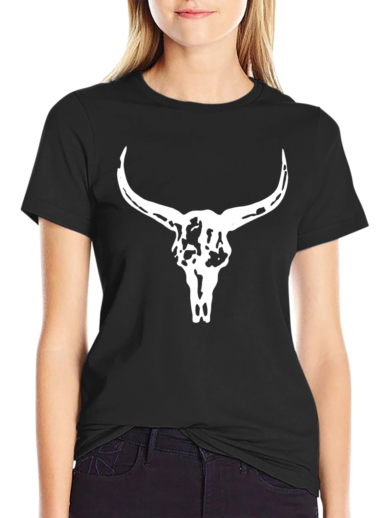 Skull Graphic Tee - Black Cotton T-Shirt