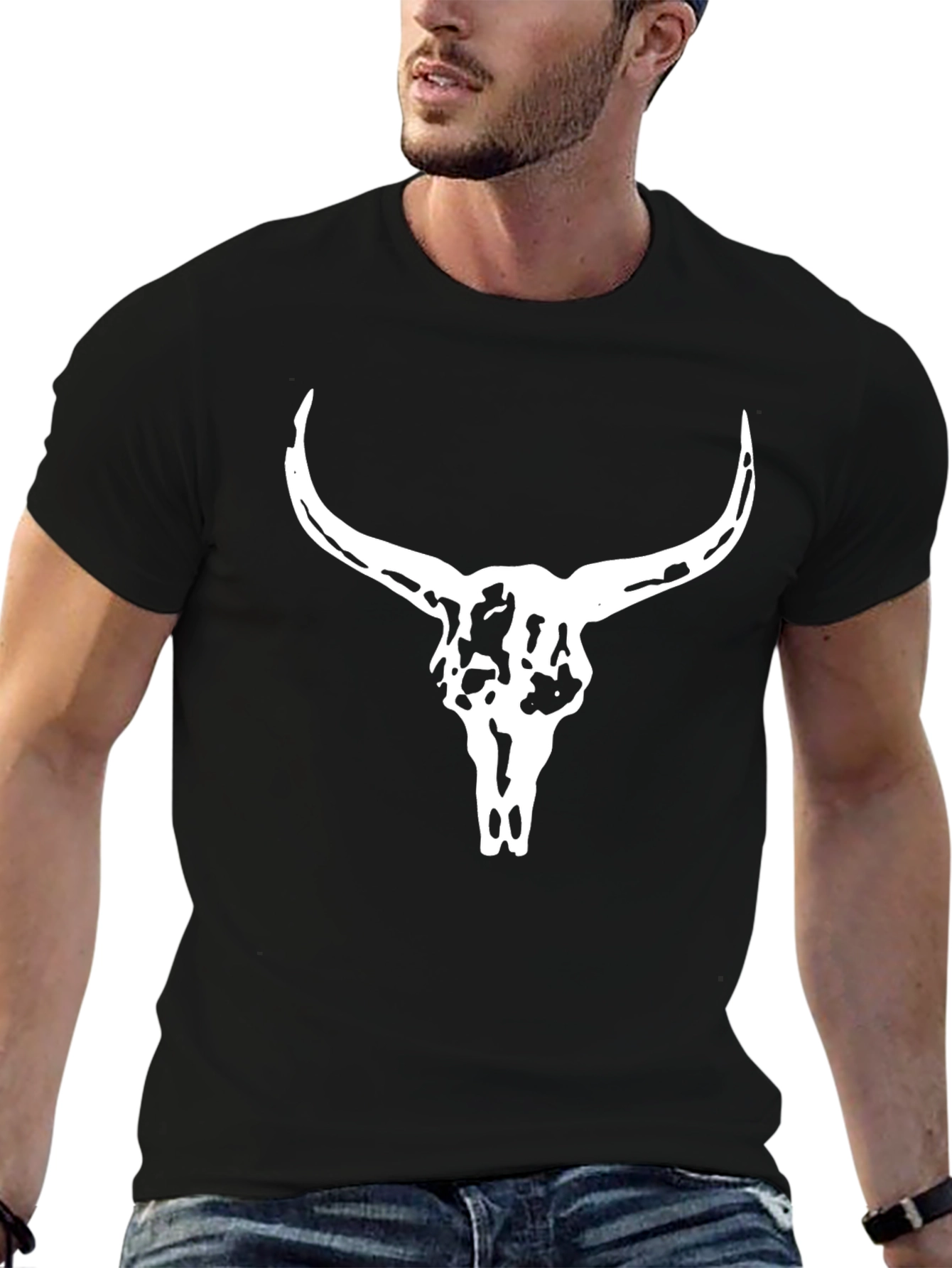 Skull Graphic Tee - Black Cotton T-Shirt