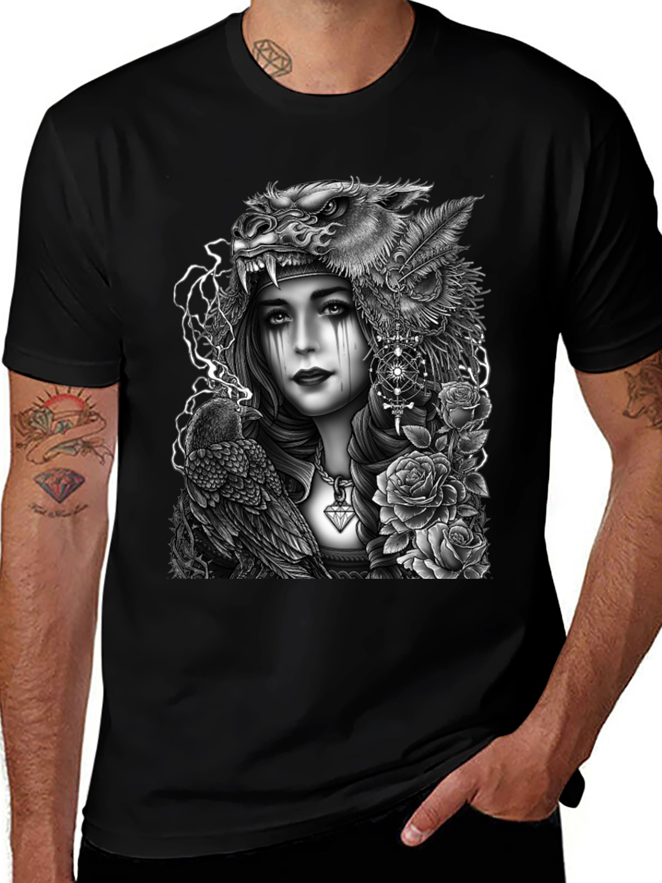 Wolf Headdress Raven Graphic Tee