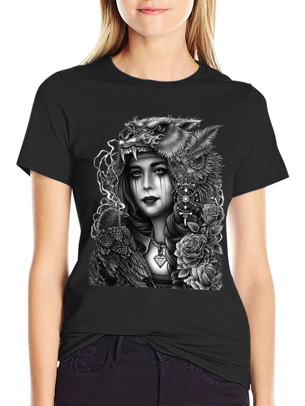 Wolf Headdress Raven Graphic Tee