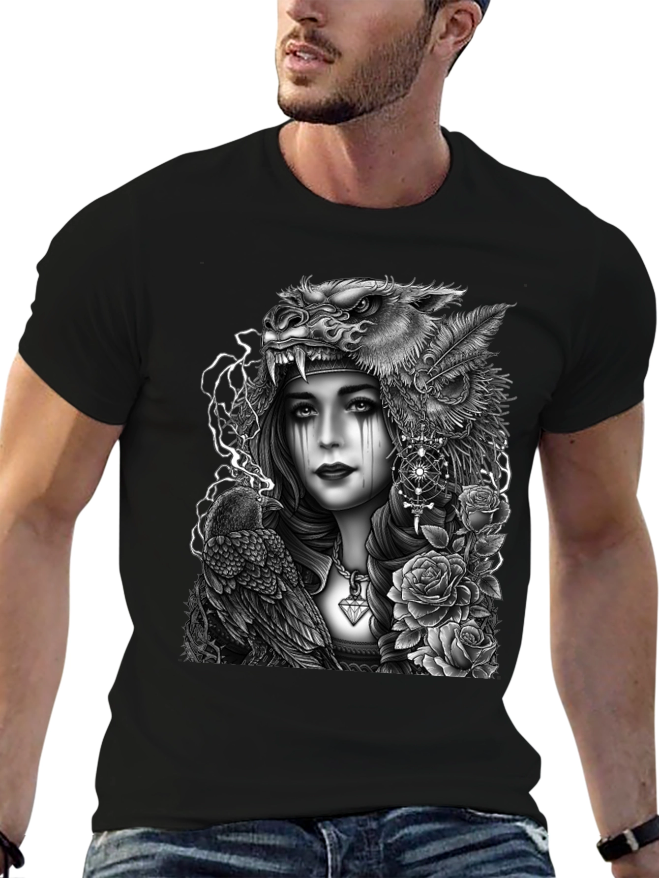Wolf Headdress Raven Graphic Tee