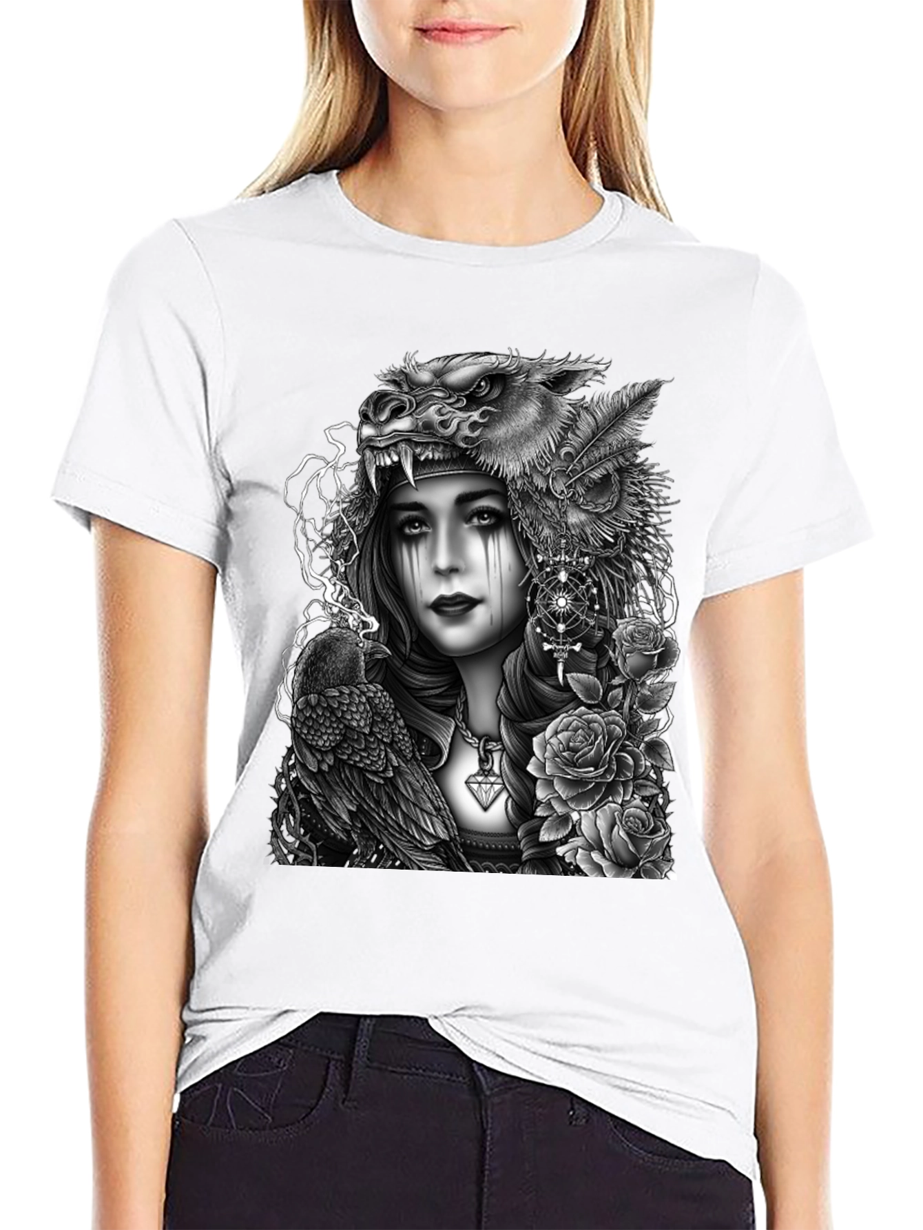 Wolf Headdress Raven Graphic Tee