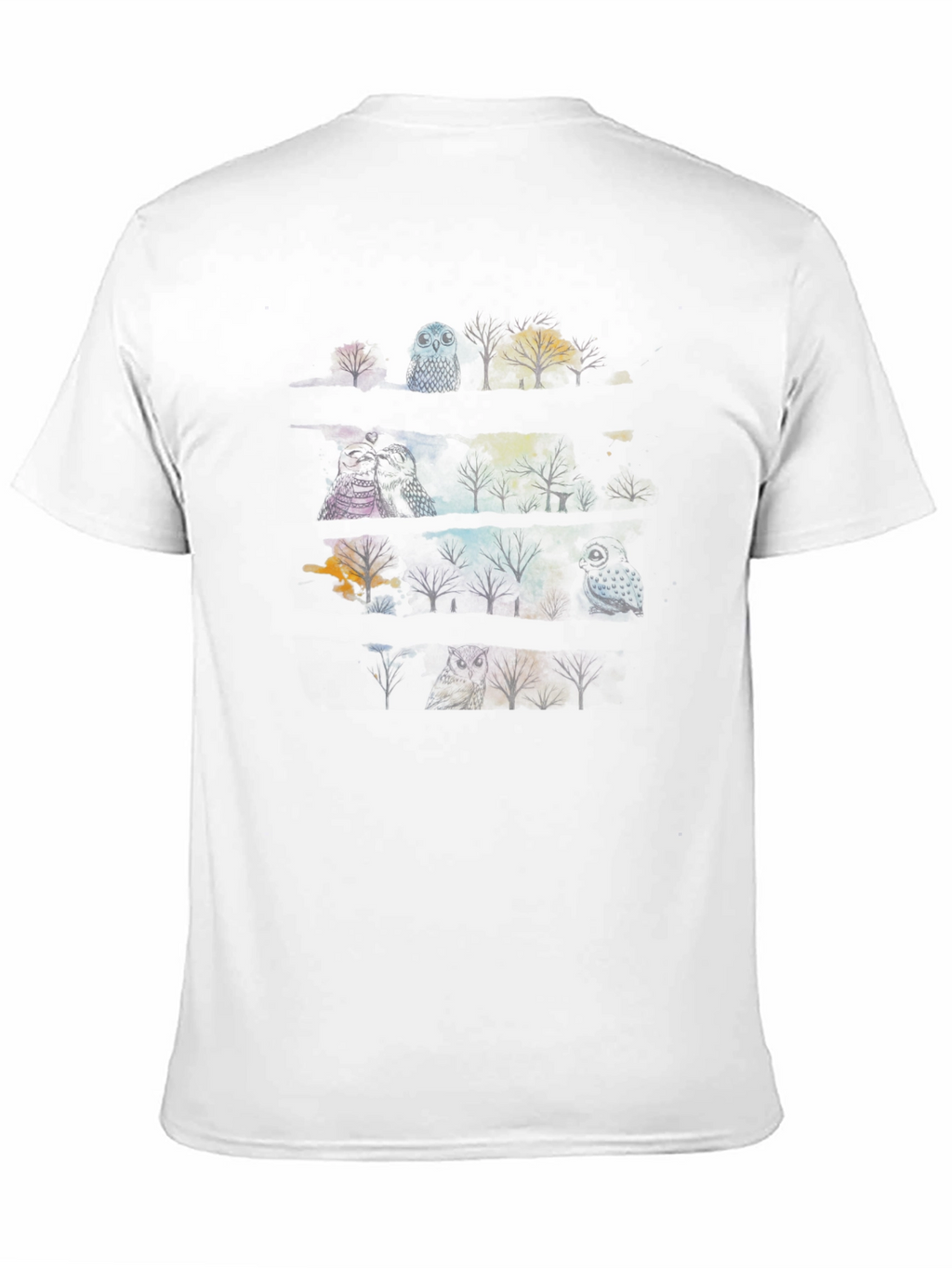 Mens Black T-Shirt with Owl & Tree Graphic