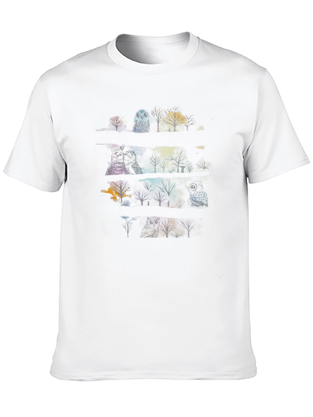 Mens Black T-Shirt with Owl & Tree Graphic