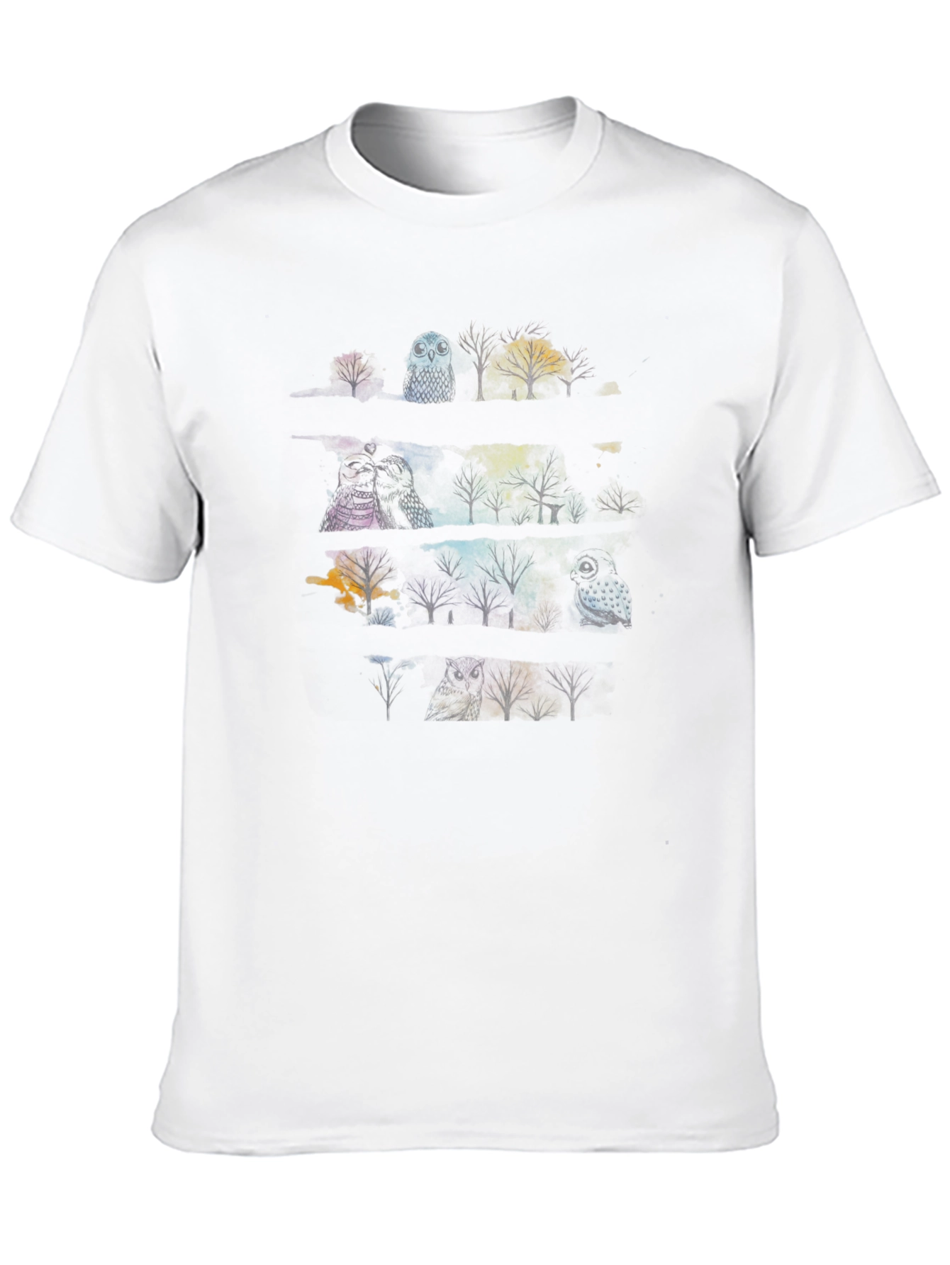 Mens Black T-Shirt with Owl & Tree Graphic