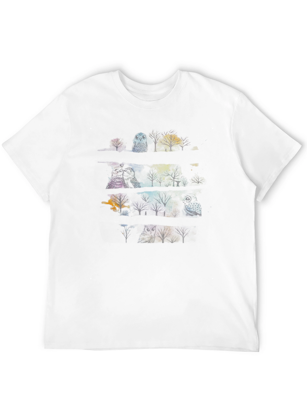 Mens Black T-Shirt with Owl & Tree Graphic