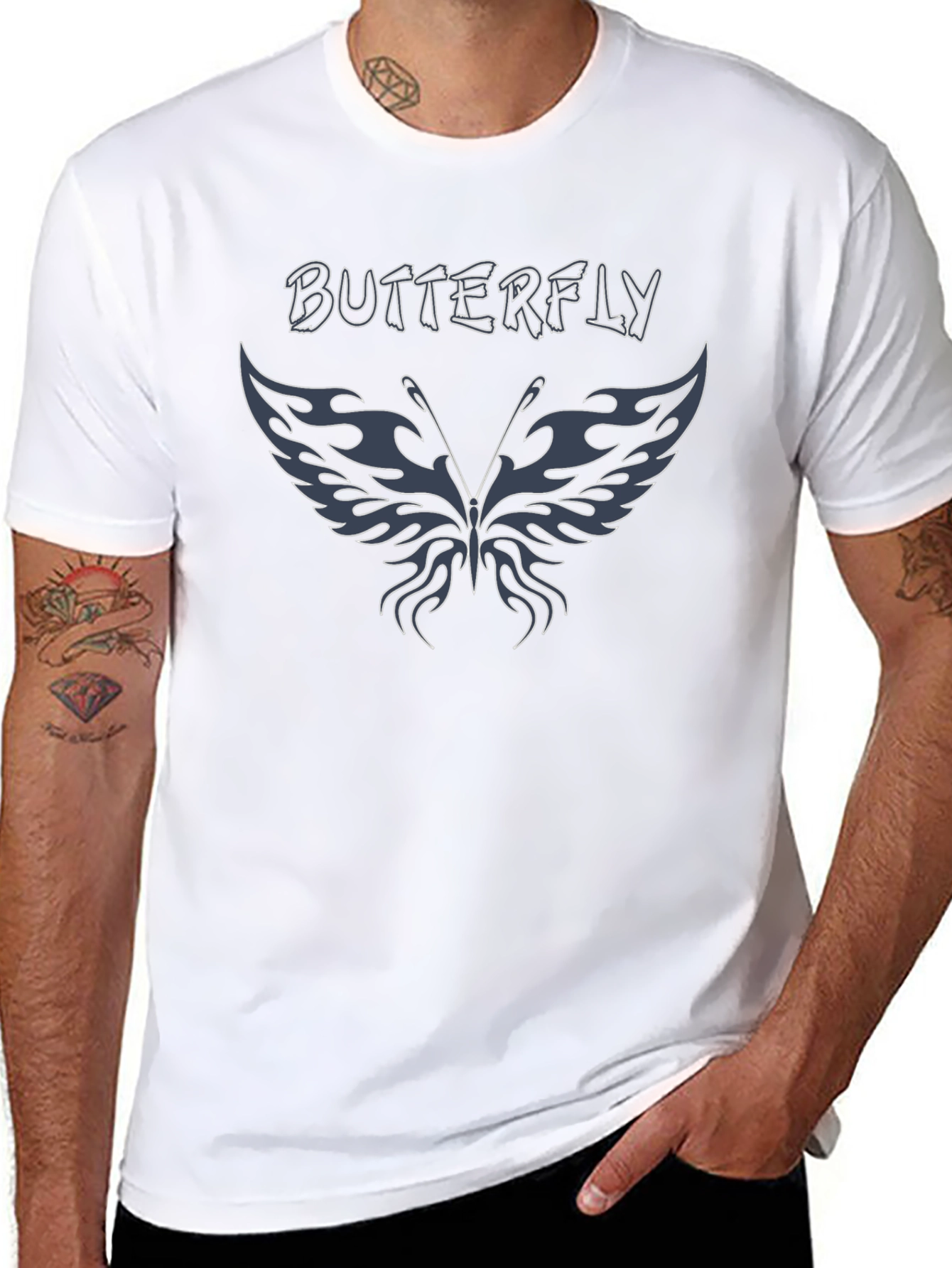 Butterfly Graphic Tee - Black Cotton Blend