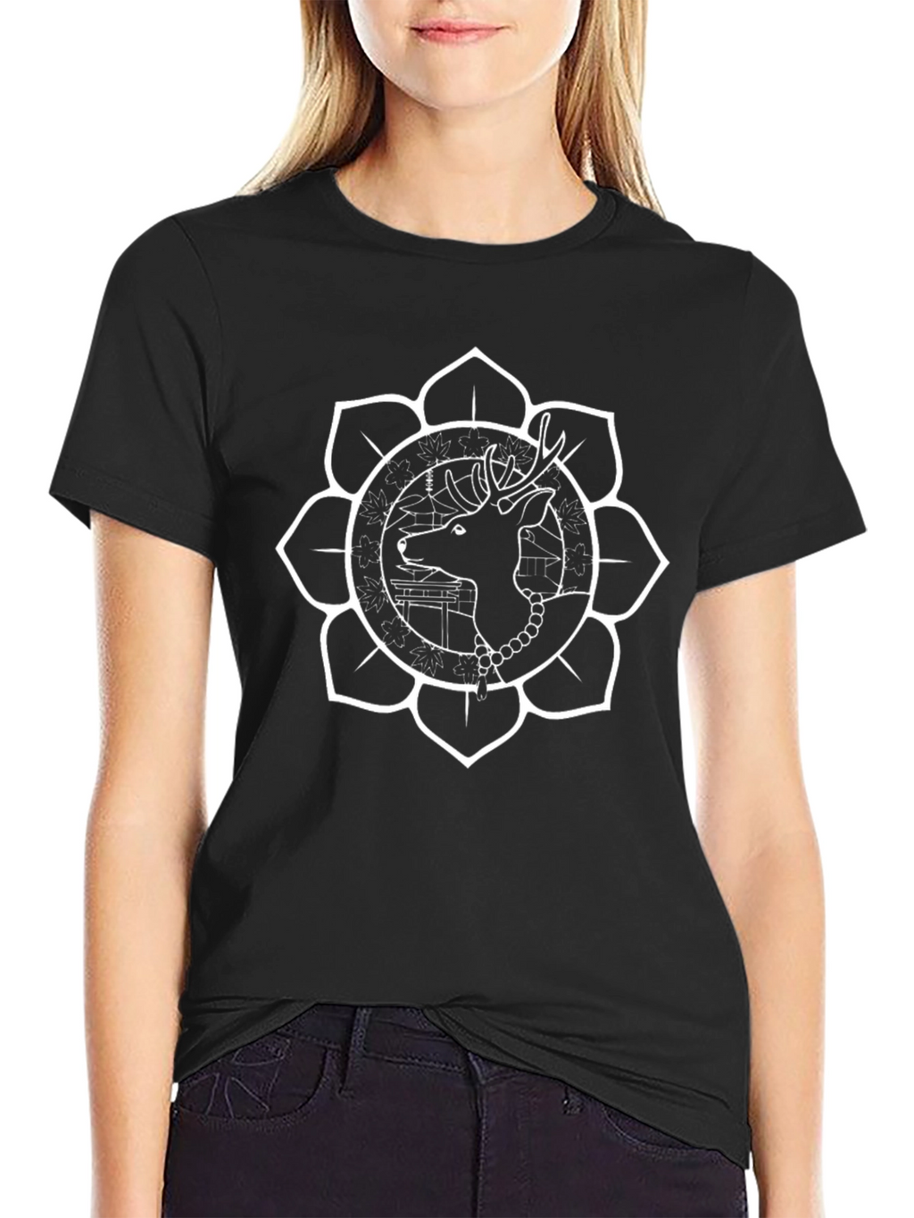 Deer Mandala Black T-Shirt - Unique Graphic Tee