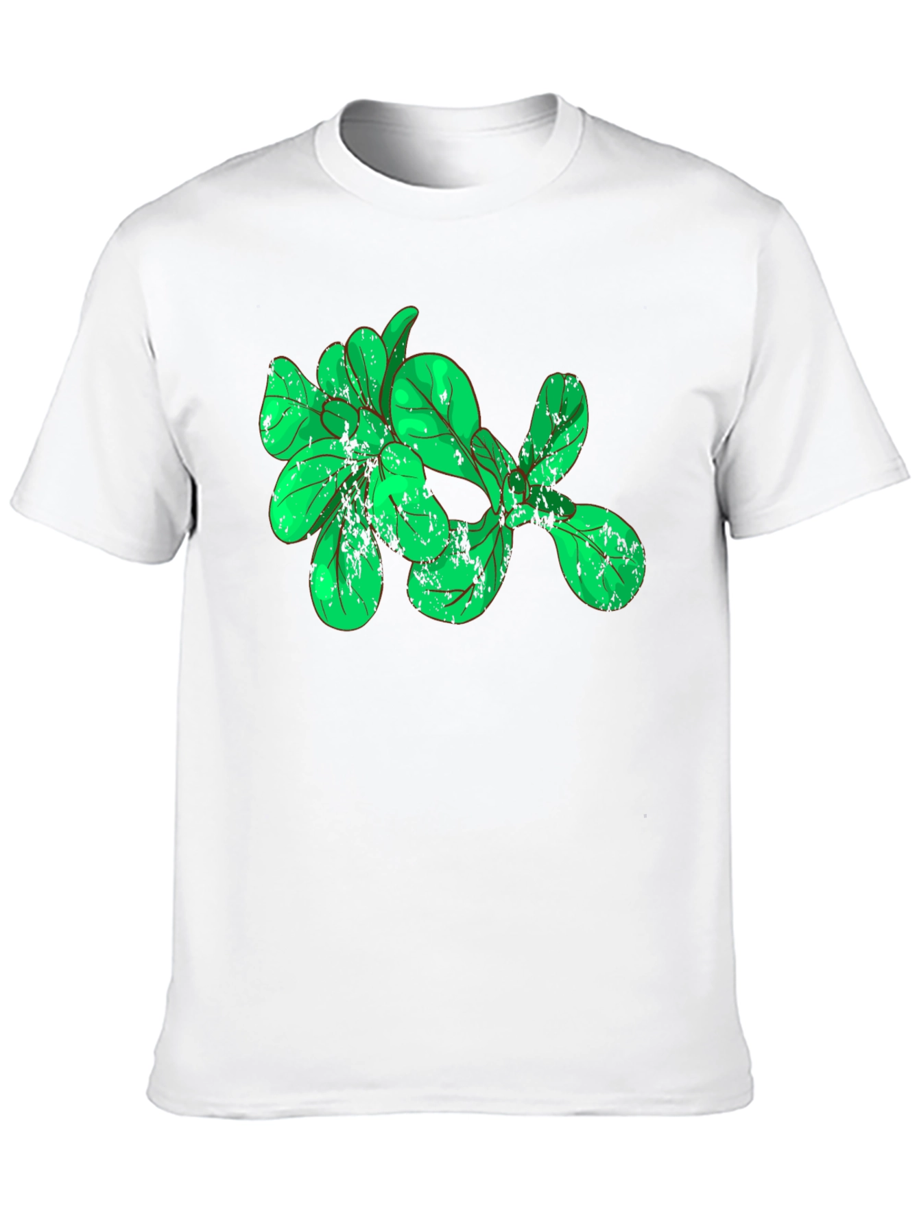Green Leaves Graphic Black T-Shirt
