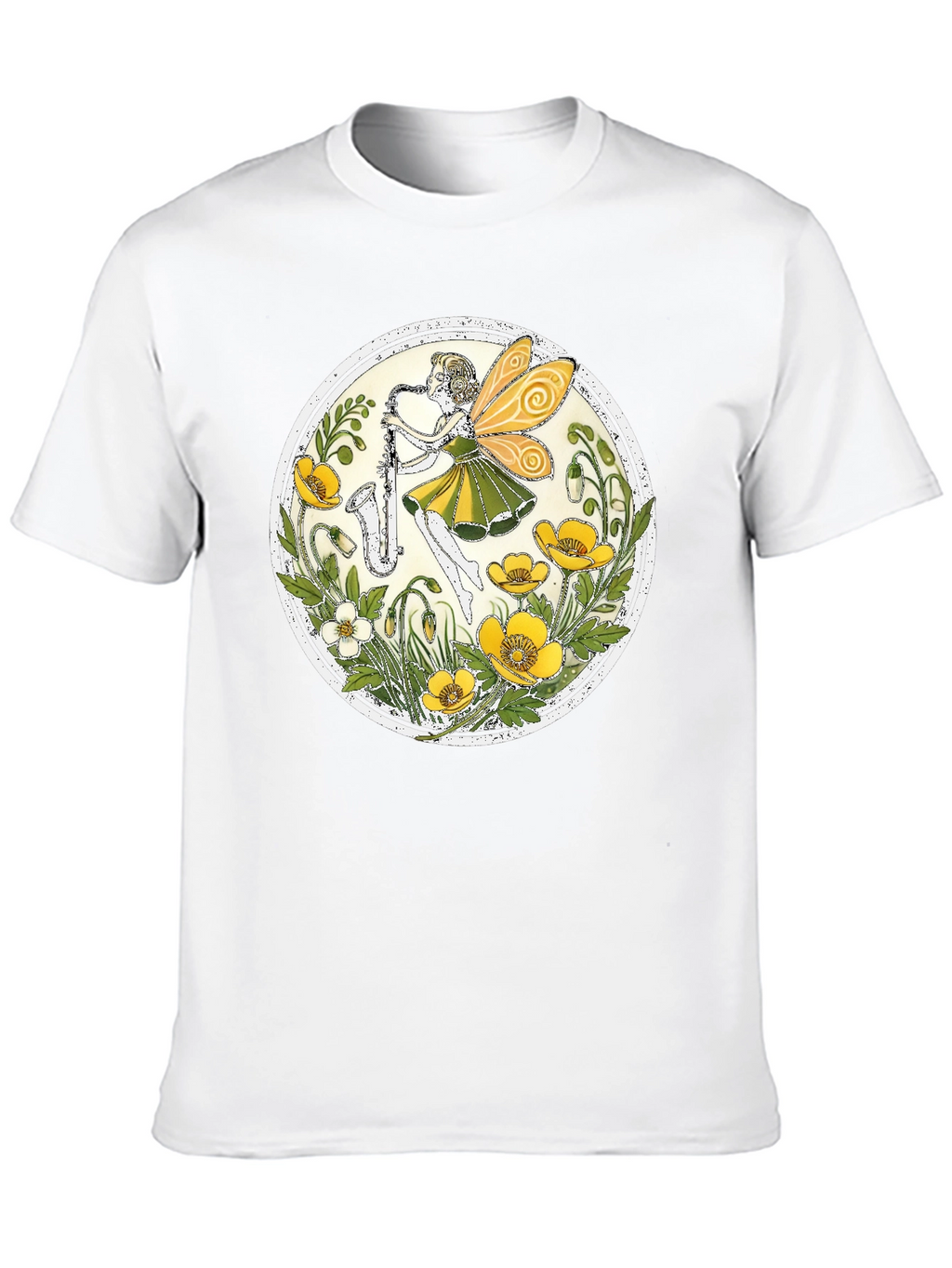 Fairy Saxophone T-Shirt - Floral Design