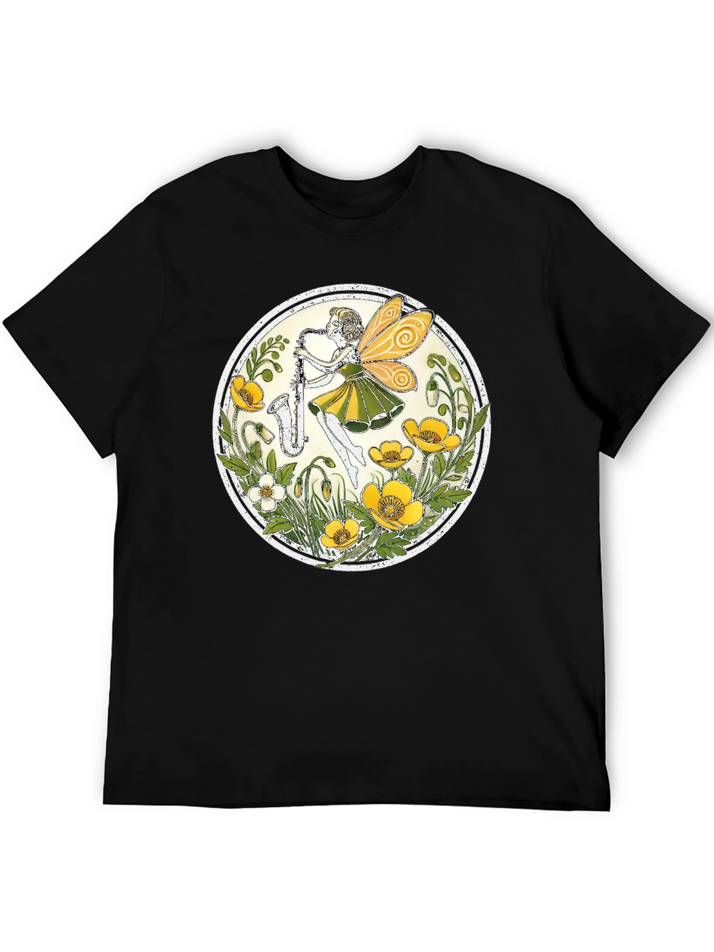 Fairy Saxophone T-Shirt - Floral Design