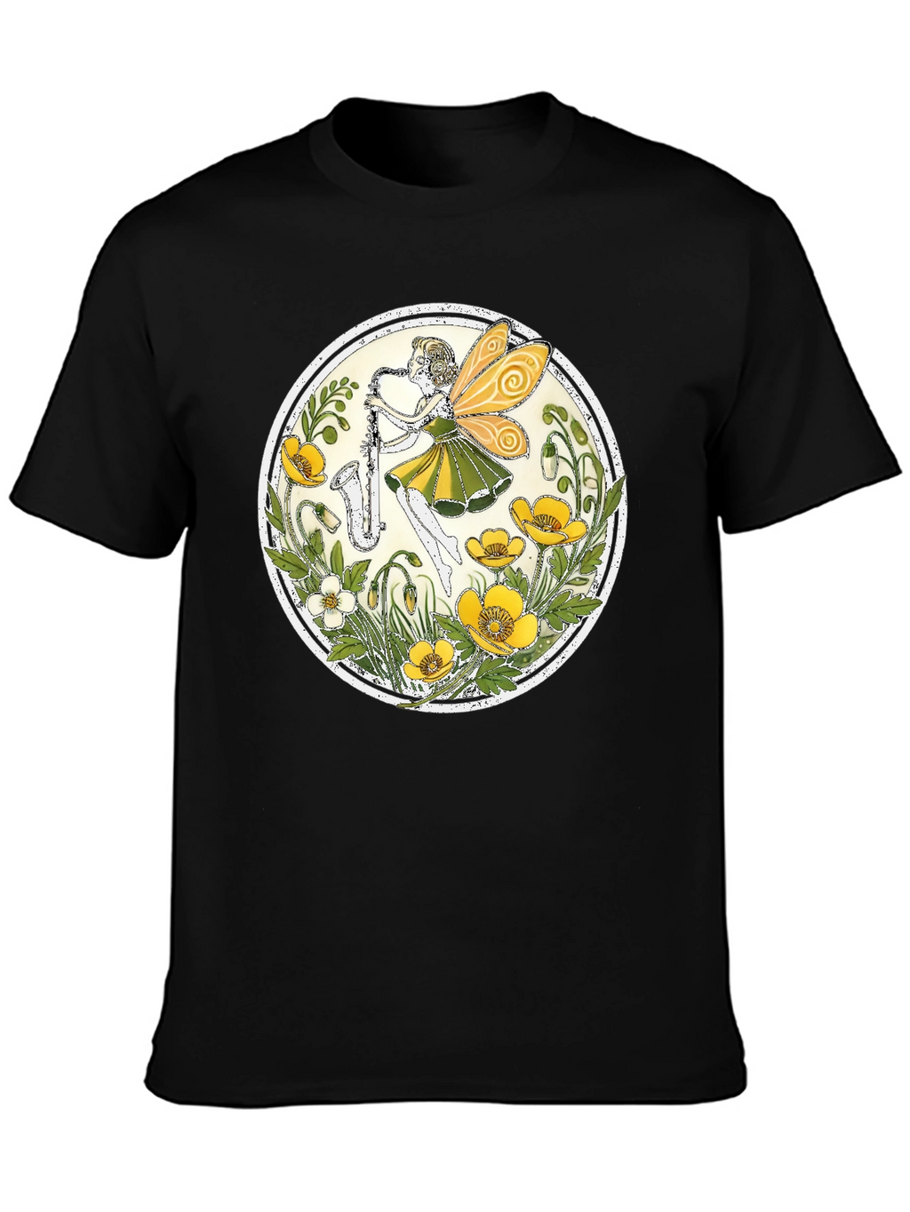 Fairy Saxophone T-Shirt - Floral Design