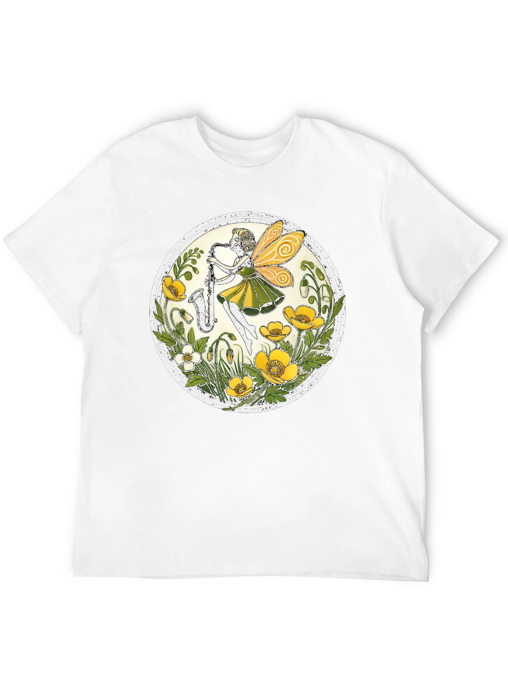 Fairy Saxophone T-Shirt - Floral Design