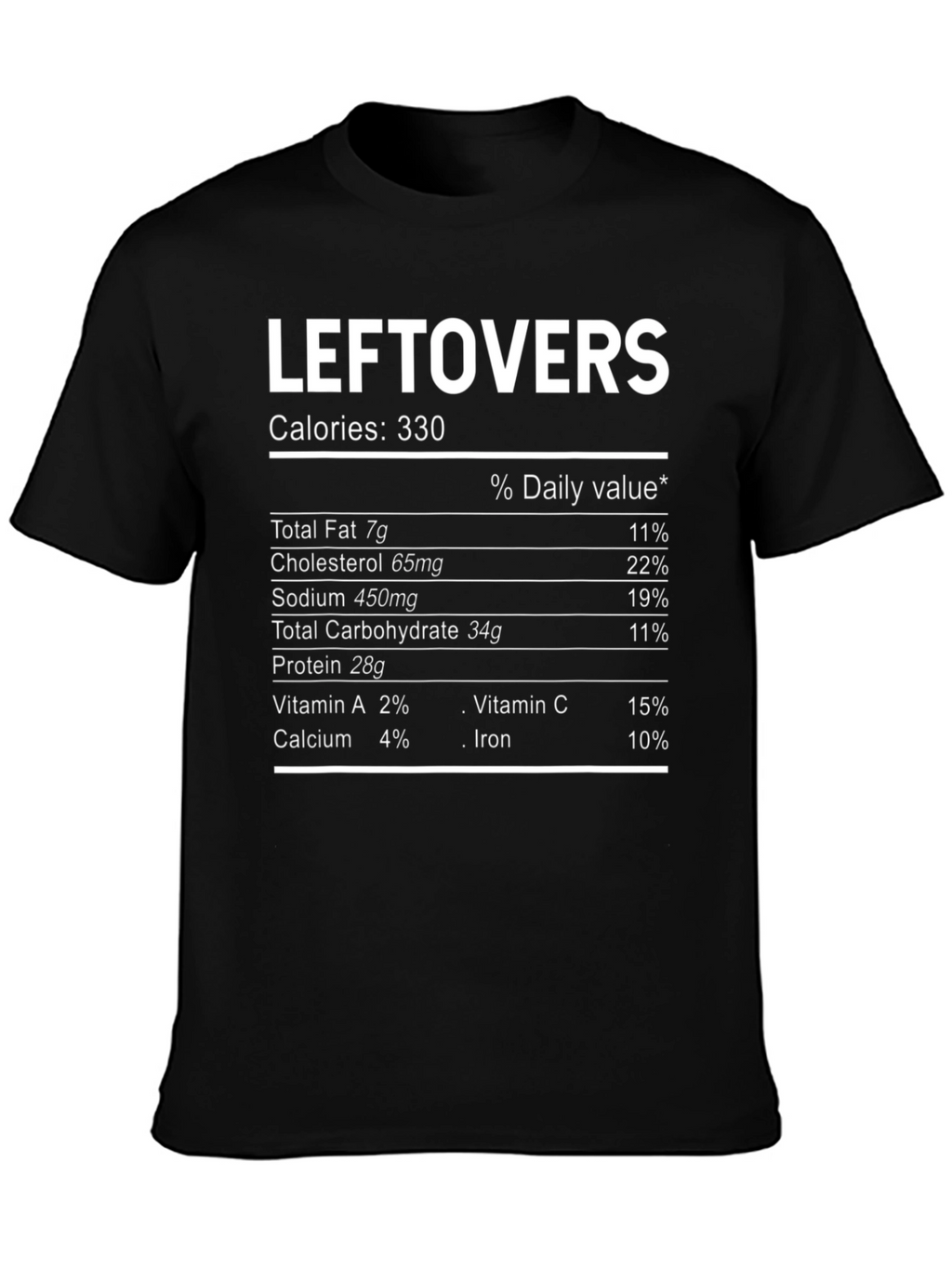 Leftovers Nutrition Facts T-Shirt - Funny Food Tee