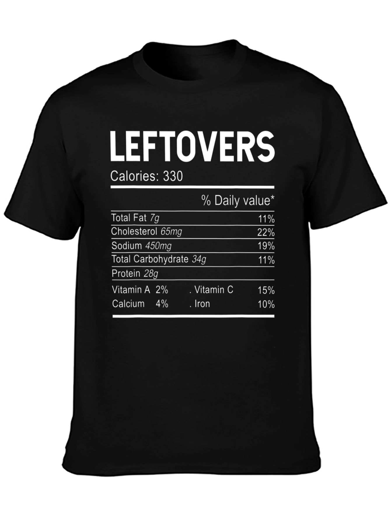 Leftovers Nutrition Facts T-Shirt - Funny Food Tee