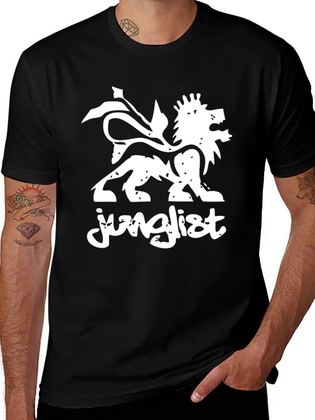 Junglist Lion Graphic Black T-Shirt