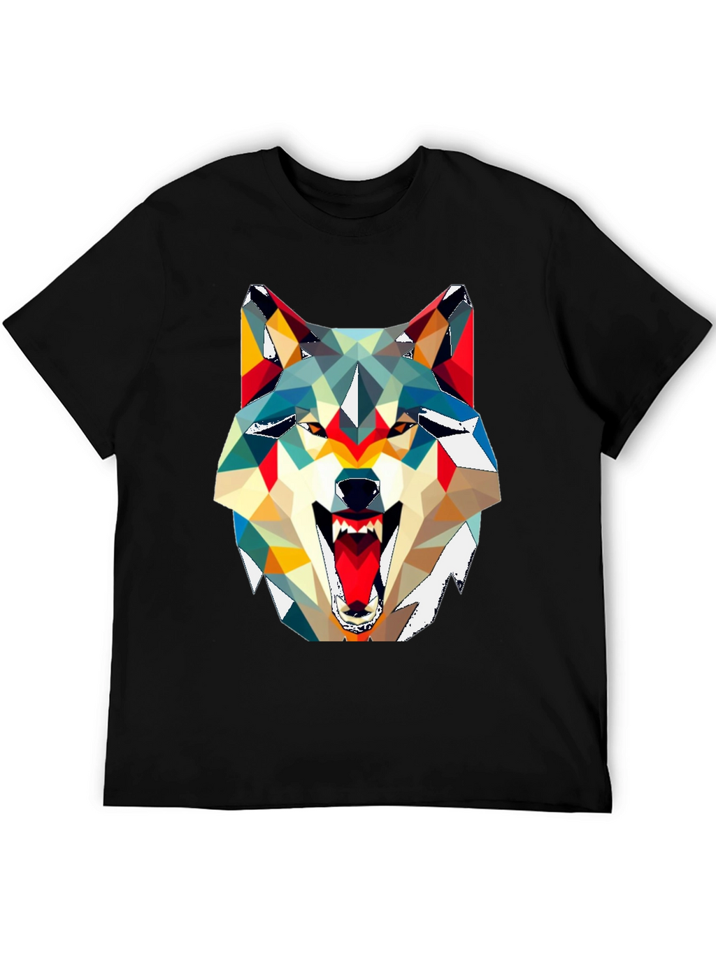 Geometric Wolf Graphic Tee - Modern Art Shirt